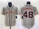 Men's San Francisco Giants #48 Pablo Sandoval Gray Cool Base Stitched Baseball Jersey,baseball caps,new era cap wholesale,wholesale hats