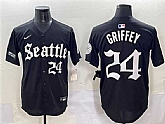 Men's Seattle Mariners #24 Ken Griffey Jr. Black 'Deep Sea Gothic Edition' Vapor Premier Limited Stitched Baseball Jersey,baseball caps,new era cap wholesale,wholesale hats