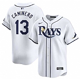 Men's Tampa Bay Rays #13 Junior Caminero White 2024 Home Limited Stitched Baseball Jersey Dzhi,baseball caps,new era cap wholesale,wholesale hats