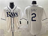 Men's Tampa Bay Rays #2 Yandy Diaz White Cool Base Stitched Baseball Jersey,baseball caps,new era cap wholesale,wholesale hats