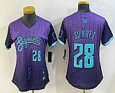 Women's Arizona Diamondbacks #28 Eugenio Suarez Number Purple 2025 City Connect Limited Jersey,baseball caps,new era cap wholesale,wholesale hats