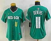 Women's Boston Red Sox #11 Rafael Devers Green 2025 City Connect Player Name Limited Jersey,baseball caps,new era cap wholesale,wholesale hats