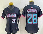 Women's Miami Marlins #28 Kyle Stowers Number Black 2025 City Connect Limited Jersey,baseball caps,new era cap wholesale,wholesale hats
