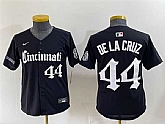 Youth Cincinnati Reds #44 Elly De La Cruz Black 'Gothic Queen City Edition' Vapor Premier Limited Stitched Baseball Jersey,baseball caps,new era cap wholesale,wholesale hats