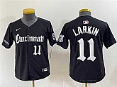 Youth Cincinnati Reds #11 Barry Larkin Black 'Gothic Queen City Edition' Vapor Premier Limited Stitched Baseball Jersey,baseball caps,new era cap wholesale,wholesale hats