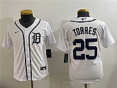 Youth Detroit Tigers #25 Gleyber Torres White Cool Base Stitched Baseball Jersey,baseball caps,new era cap wholesale,wholesale hats