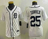 Youth Detroit Tigers #25 Gleyber Torres White Cool Base Stitched Jersey,baseball caps,new era cap wholesale,wholesale hats