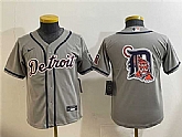 Youth Detroit Tigers Team Big Logo Gray Cool Base Stitched Baseball Jersey,baseball caps,new era cap wholesale,wholesale hats