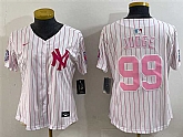 Youth New York Yankees #99 Aaron Judge White Pink Pinstripe Limited Stitched Baseball Jersey,baseball caps,new era cap wholesale,wholesale hats