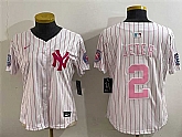 Youth New York Yankees #2 Derek Jeter White Pink Pinstripe Limited Stitched Baseball Jersey,baseball caps,new era cap wholesale,wholesale hats