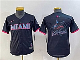 Youth Miami Marlins Team Big Logo Black 2025 City Connect Limited Stitched Baseball Jersey,baseball caps,new era cap wholesale,wholesale hats