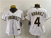 Youth San Diego Padres #4 Luis Arraez White Stitched Baseball Jersey,baseball caps,new era cap wholesale,wholesale hats