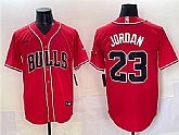 Men's Chicago Bulls #23 Michael Jordan Red Cool Base Stitched Baseball Jersey,baseball caps,new era cap wholesale,wholesale hats