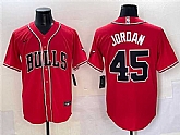 Men's Chicago Bulls #45 Michael Jordan Red Cool Base Stitched Baseball Jersey,baseball caps,new era cap wholesale,wholesale hats
