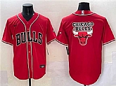 Men's Chicago Bulls Team Big Logo Red Cool Base Stitched Baseball Jersey,baseball caps,new era cap wholesale,wholesale hats