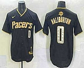 Men's Indiana Pacers #0 Tyrese Haliburton Black Gold 2025 Finals Vapor Stitched Baseball Jersey,baseball caps,new era cap wholesale,wholesale hats