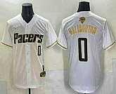 Men's Indiana Pacers #0 Tyrese Haliburton White Gold 2025 Finals Vapor Stitched Baseball Jersey,baseball caps,new era cap wholesale,wholesale hats