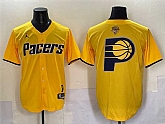 Men's Indiana Pacers Team Big Logo Yellow 2025 Finals Vapor Stitched Baseball Jersey,baseball caps,new era cap wholesale,wholesale hats