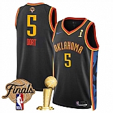 Men's Oklahoma City Thunder #5 Luguentz Dort Black 2025 Finals Patch And Finals Champions Patch City Edition Stitched Jersey Dzhi,baseball caps,new era cap wholesale,wholesale hats
