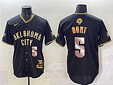 Men's Oklahoma City Thunder #5 Luguentz Dort Black Gold 2025 Finals Vapor Stitched Baseball Jersey,baseball caps,new era cap wholesale,wholesale hats