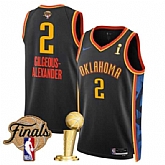Men's Oklahoma City Thunder #2 Shai Gilgeous-Alexander Black 2025 Finals Patch And Finals Champions Patch City Edition Stitched Jersey Dzhi,baseball caps,new era cap wholesale,wholesale hats