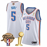 Men's Oklahoma City Thunder #5 Luguentz Dort White 2025 Finals Patch And Finals Champions Patch Association Edition Stitched Jersey Dzhi,baseball caps,new era cap wholesale,wholesale hats