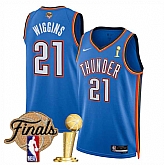 Men's Oklahoma City Thunder #21 Aaron Wiggins Blue 2025 Finals Patch And Finals Champions Patch Icon Edition Stitched Jersey Dzhi,baseball caps,new era cap wholesale,wholesale hats