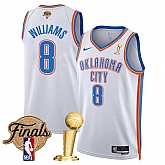 Men's Oklahoma City Thunder #8 Jalen Williams White 2025 Finals Patch And Finals Champions Patch Association Edition Stitched Jersey Dzhi,baseball caps,new era cap wholesale,wholesale hats