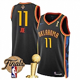 Men's Oklahoma City Thunder #11 Isaiah Joe Black 2025 Finals Patch And Finals Champions Patch City Edition Stitched Jersey Dzhi,baseball caps,new era cap wholesale,wholesale hats