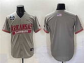 Men's Arkansas Razorbacks Blank Grey 2025 World Series & SEC Patch Stitched Jersey,baseball caps,new era cap wholesale,wholesale hats
