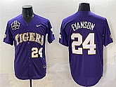 Men's LSU Tigers #24 Anthony Eyanson Purple 2025 World Series & SEC Patch Stitched Baseball Jersey,baseball caps,new era cap wholesale,wholesale hats