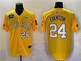 Men's LSU Tigers #24 Anthony Eyanson Gold 2025 World Series & SEC Patch Stitched Baseball Jersey,baseball caps,new era cap wholesale,wholesale hats