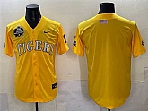Men's LSU Tigers Blank Gold 2025 World Series & SEC Patch Stitched Baseball Jersey,baseball caps,new era cap wholesale,wholesale hats