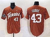 Men's Texas Longhorns #43 Leighann Goode Orange Pinstripe 2025 World Series & SEC Patch Stitched Jersey,baseball caps,new era cap wholesale,wholesale hats