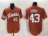 Men's Texas Longhorns #43 Leighann Goode Orange Pinstripe 2025 Softball National Champions & SEC Patch Stitched Jersey,baseball caps,new era cap wholesale,wholesale hats