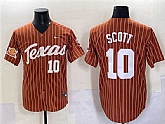 Men's Texas Longhorns #10 Mia Scott Orange Pinstripe 2025 Softball National Champions & SEC Patch Stitched Jersey,baseball caps,new era cap wholesale,wholesale hats