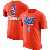 Men's Oklahoma City Thunder #2 Shai Gilgeous-Alexander Orange Statement Edition Name & Number T-Shirt,baseball caps,new era cap wholesale,wholesale hats