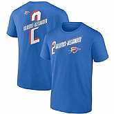 Men's Oklahoma City Thunder #2 Shai Gilgeous-Alexander Blue Full-Court Press Name & Number T-Shirt,baseball caps,new era cap wholesale,wholesale hats