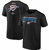 Men's Oklahoma City Thunder Black 2025 Western Conference Champions Basketball T-Shirt,baseball caps,new era cap wholesale,wholesale hats