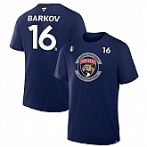 Men's Florida Panthers #16 Aleksander Barkov Navy 2025 Stanley Cup Final Pro Name & Number T-Shirt,baseball caps,new era cap wholesale,wholesale hats