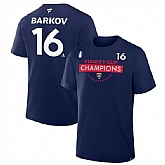 Men's Florida Panthers #16 Aleksander Barkov Navy 2025 Stanley Cup Champions Pro Name & Number T-Shirt,baseball caps,new era cap wholesale,wholesale hats
