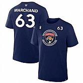 Men's Florida Panthers #63 Brad Marchand Navy 2025 Stanley Cup Final Pro Name & Number T-Shirt,baseball caps,new era cap wholesale,wholesale hats