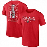 Men's Florida Panthers Red 2025 Stanley Cup Champions Signature Roster T-Shirt,baseball caps,new era cap wholesale,wholesale hats