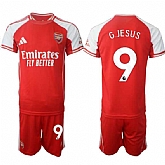 Men's Arsenal F.C #9 Gabriel Jesus Red 2025 Home Soccer Jersey Suit,baseball caps,new era cap wholesale,wholesale hats