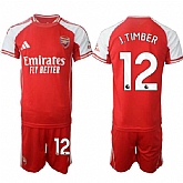 Men's Arsenal F.C #12 Jurrien Timber Red 2025 Home Soccer Jersey Suit,baseball caps,new era cap wholesale,wholesale hats