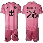 Men's Inter Miami CF #26 Gregore 25-26 Pink Home Soccer Jersey Suit,baseball caps,new era cap wholesale,wholesale hats