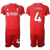 Men's Liverpool #4 Virgil 2025 Red Home Soccer Jersey Suit,baseball caps,new era cap wholesale,wholesale hats