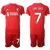 Men's Liverpool #7 Luis Diaz 2025 Red Home Soccer Jersey Suit,baseball caps,new era cap wholesale,wholesale hats