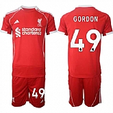 Men's Liverpool #49 Kaide Gordon 2025 Red Home Soccer Jersey Suit,baseball caps,new era cap wholesale,wholesale hats