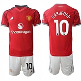 Men's Manchester United #10 Marcus Rashford 2025-26 Red Home Soccer Jersey Suit,baseball caps,new era cap wholesale,wholesale hats